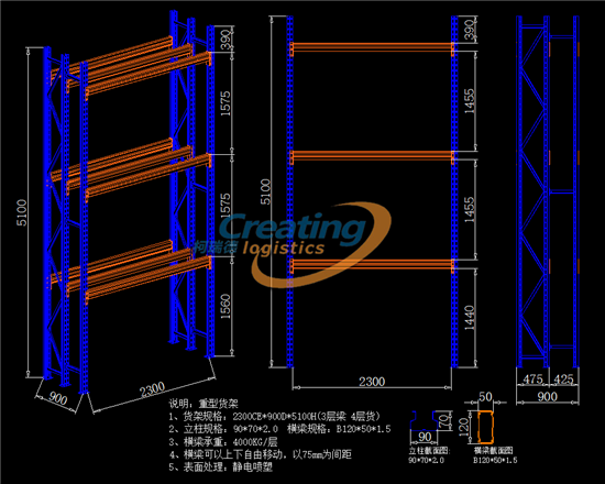 承重4噸，立柱2.0mm