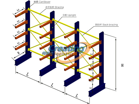 單懸臂貨架示意圖